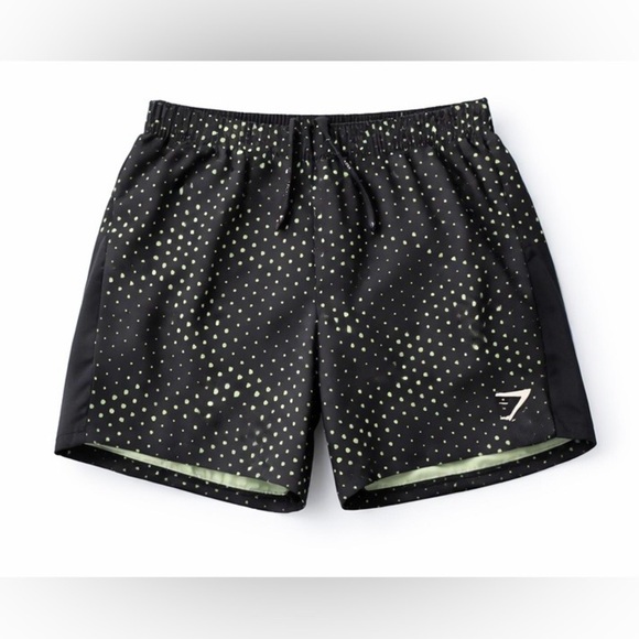 Gymshark Pants - Gymshark Women’s Running Shorts Medium Black Green Pattern Athletic